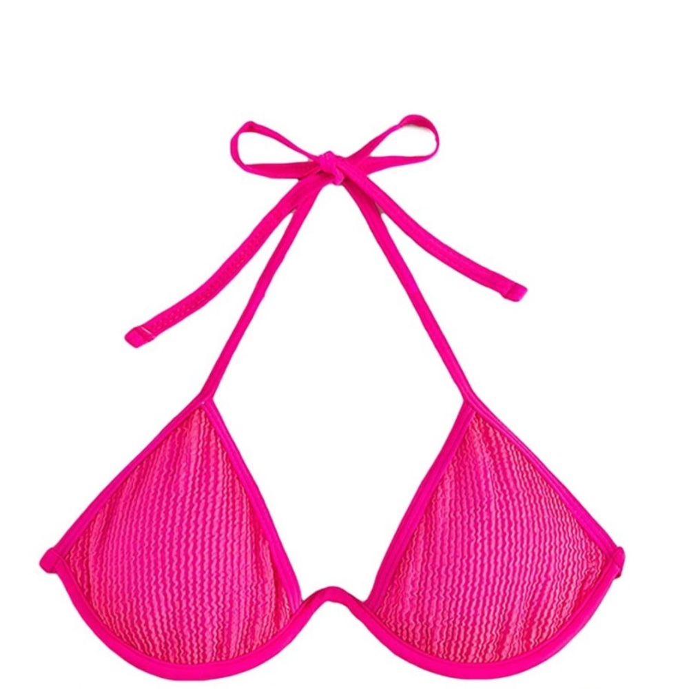Shein Womens Halter Bikini Neon Pink Top